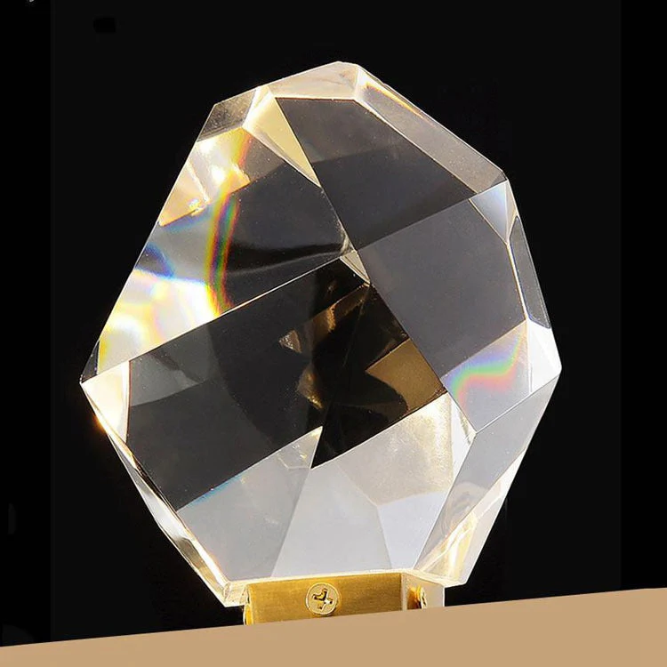 Faceted Crystal Masonry Wall Sconce, Brass - Image 4