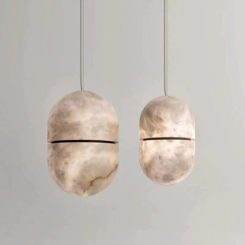 Merlin Jett Alabaster Oval Pendant Light, Living Room Pendant Lamp - Image 5