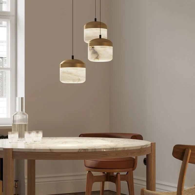 Merlin Queena Modern Alabaster Pendant, Kitchen Island Pendant Light - Image 3
