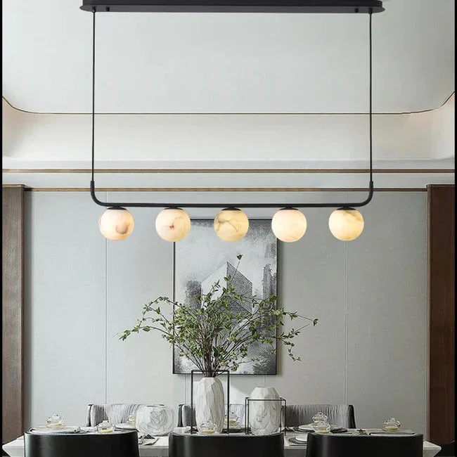Merlin Modern Luxury Alabaster Global Kitchen Island Pendant 5 Lights - Image 5